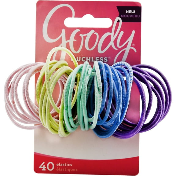 Goody Ouchless Girls Pretty Pastel 2mm Elastic Hair Ties, 40 Count