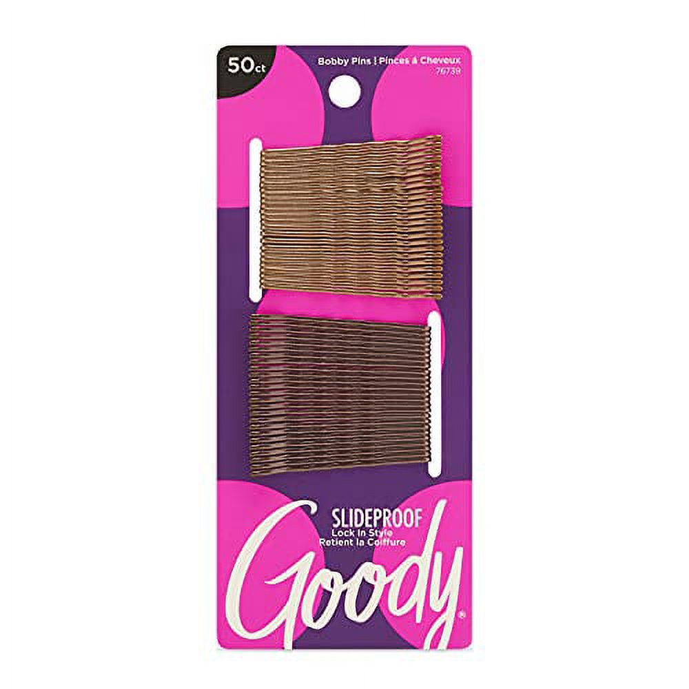 Goody Ouchless Hair Bobby Pins - 50 Count, Assorted Brunette Colors - Slideproof and Lock-In Place - Suitable for All Hair Types - Pain-Free Hair Accessories for Women and Girls - All Day Comfort - image 1 of 3