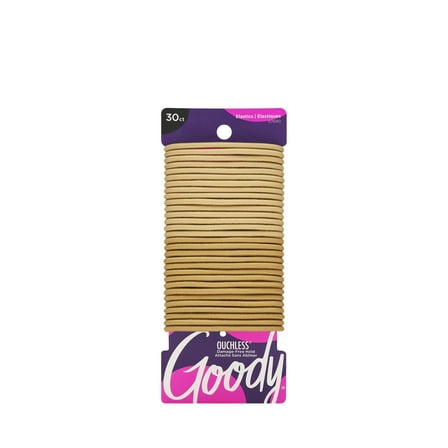 Goody Ouchless Hair Elastics, No Metal Gentle Hair Ties, Blonde, 30 Ct