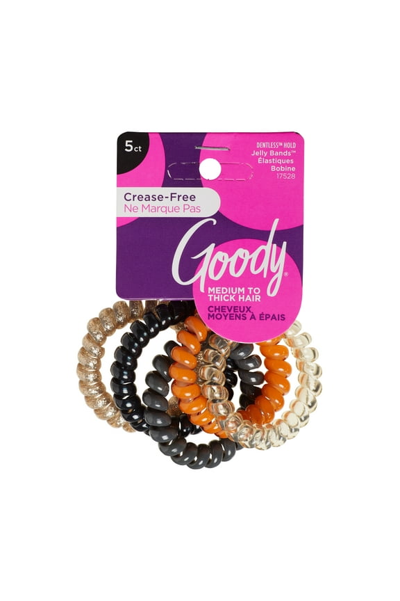 Ouchless Jelly Band Coil, Small Ponytail Holders, Assorted Colors, 5 Ct