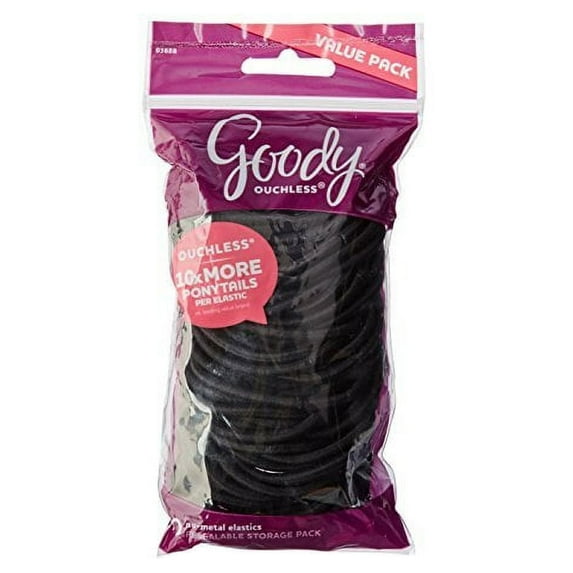 Goody Ouchless Little Black Dress Hair Elastics, No Metal Gentle Hair Ties, 70 Ct