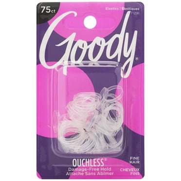 Goody Ouchless Mini Poly Bands, No Metal Hair Elastics, Ponytail Holder, Clear, 75 Ct