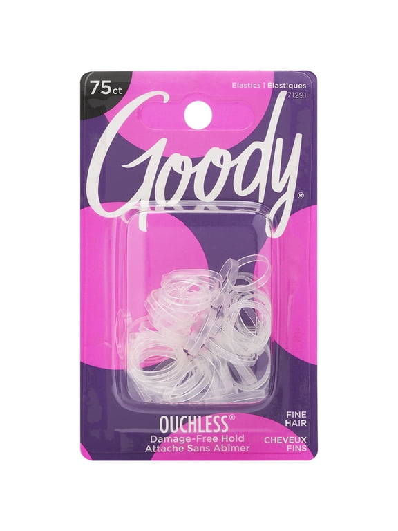 Ouchless Clear Hair Elastics, No Metal, 75 Count, Damage-Free Styling