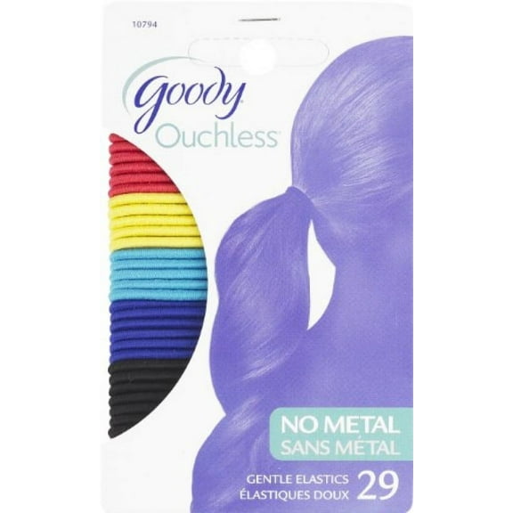 Goody Ouchless No Metal Hair Elastics, Rio, 4 mm, Assorted Colors, 29 Count