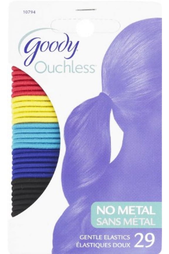 Ouchless No Metal Hair Elastics, Rio, 4 mm, Assorted Colors, 29 Count
