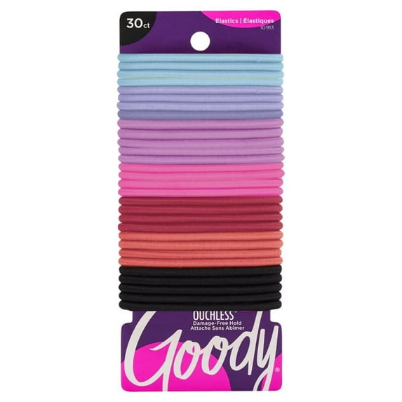 Goody Ouchless?? No Metal Hair Ties Elastics Assorted Candy Colors 30Ct