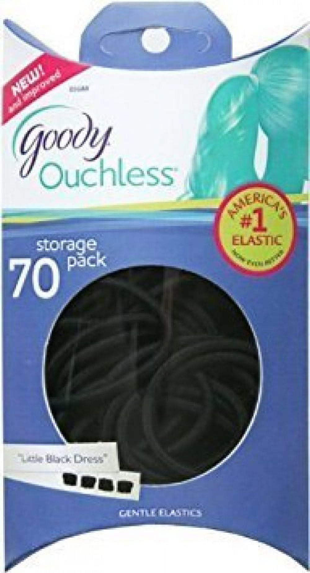 Goody -Ouchless Pillow Pack Black Elastics, 4mm, 70 Count 4-Pack