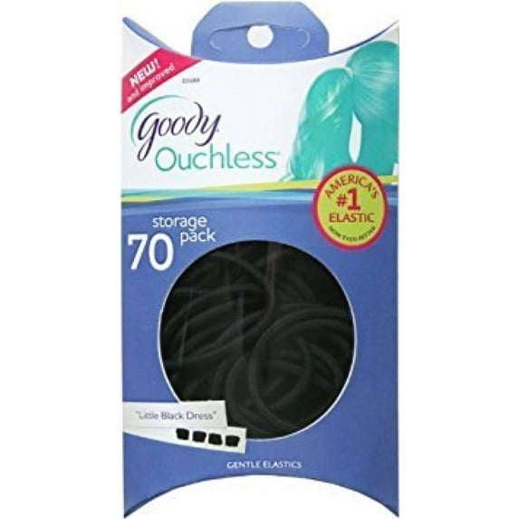 Goody -Ouchless Pillow Pack Black Elastics, 4mm, 70 Count 4-Pack