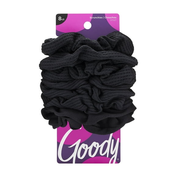 Goody Ouchless Scrunchies, Gentle Hair Scrunchies, Black, 8 Ct