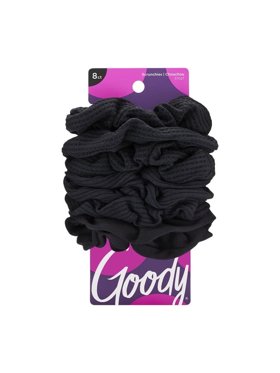 Ouchless Black Gentle Hair Scrunchies, 8 Count
