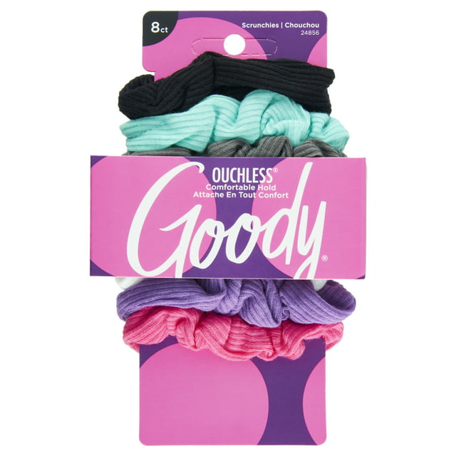 Goody® Ouchless® Scrunchies, Gentle Hair Scrunchies, Neon Lights, 8 Ct