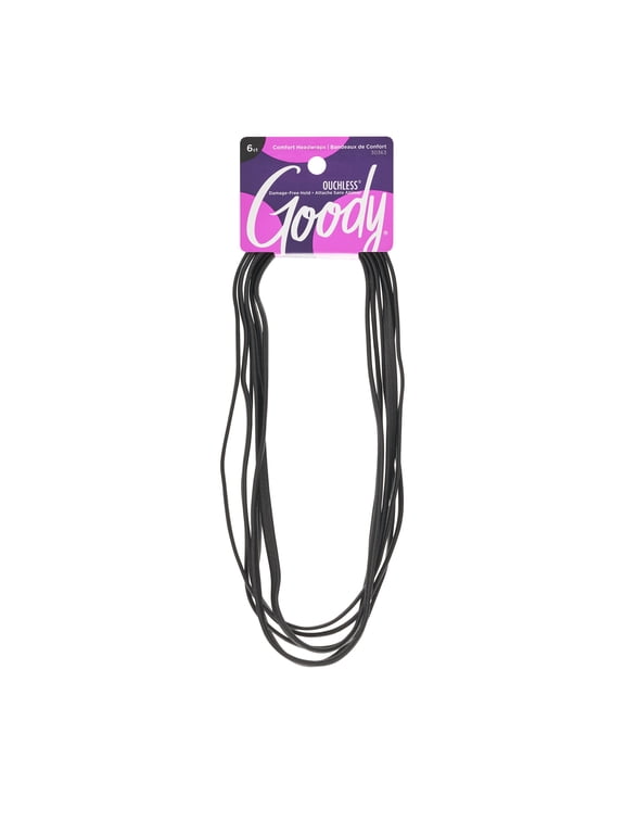 Ouchless Skinny Comfort Headwraps, Flat Fashion Headbands, Black, 6 Ct