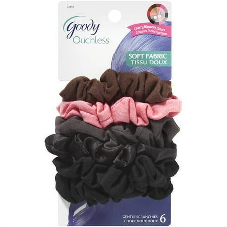 Goody Ouchless Soft Fabric Scrunchies Cherry Blossom Colors 6 count