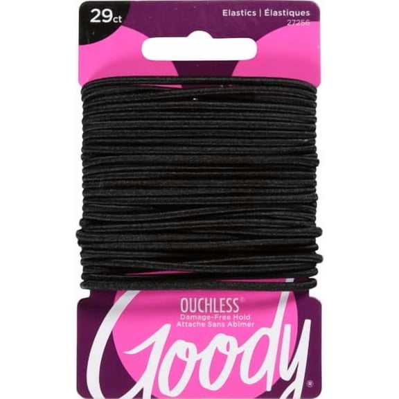 Goody Ouchless Womens Elastic Hair Tie - 29 Count, Black - 2MM for Fine to Medium Hair - Pain-Free Hair Accessories for Women Perfect for Long Lasting Braids, Ponytails and More