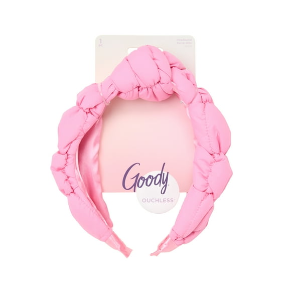 Goody Luxe Puffer Ouchless Headband, Icy Pink, No-Snag Hair Accessory, 1 Count