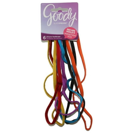 Goody Slide Proof Head Wraps with Silicon 6mm - Bright Colors 6 Count
