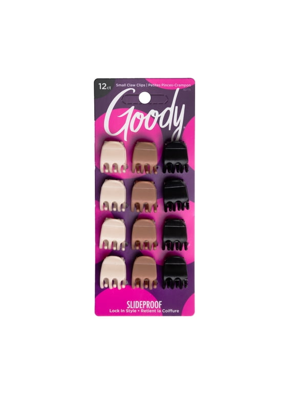 Classic Mini Claw Clips, Assorted Colors, Slide-Proof Grip for All Hair Types, 12 Count