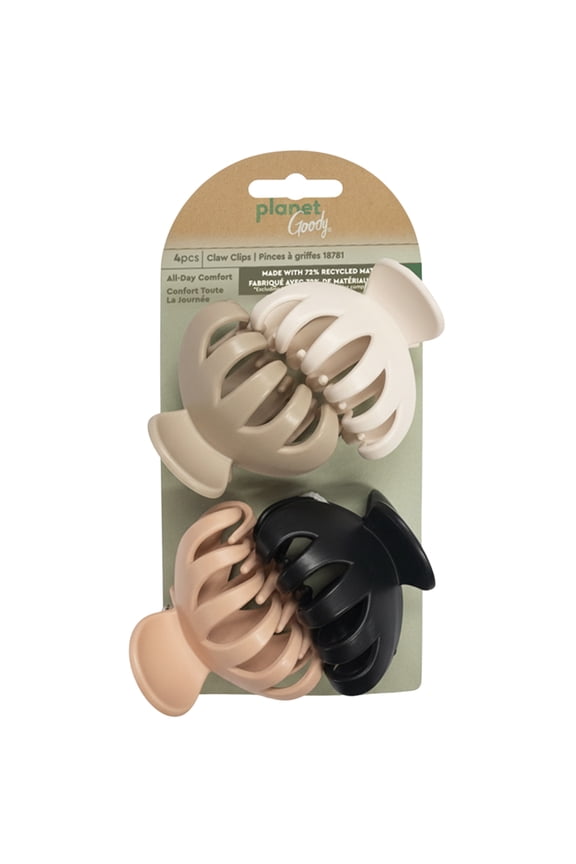 Planet Goody SlideProof Spider Claw Hair Clips, Secure Grip Claws, All Hair Types, 4 Ct