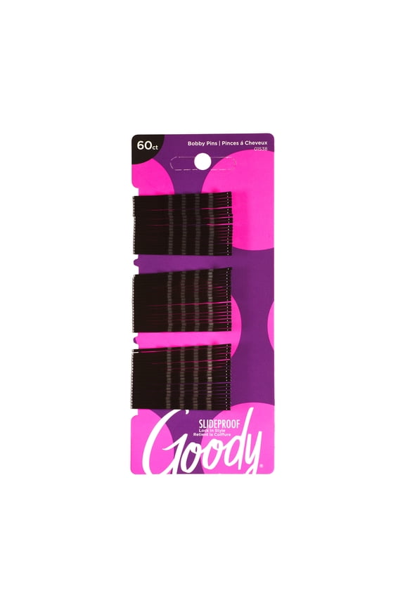 SlideProof Black Bobby Pins, 60 Pack Secure Non-Slip Hair Pins for All Hair Types