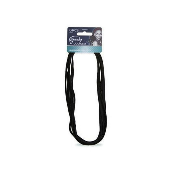 Goody Styling Essentials Ouchless Headwrap, Thin Black, 6 Count (4-Pack)