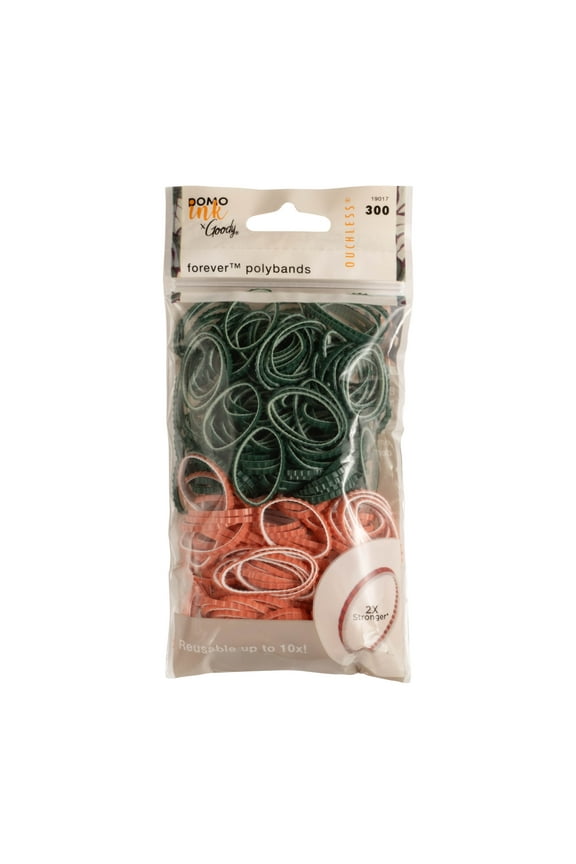 Tru X DomoINK Forever Polybands, Easy Glide, Ultra-Strong Hold, 300 Ct, Black & Orange