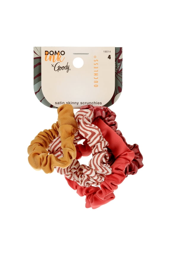 Tru X DomoINK Overnight Thin Hair Scrunchies, Satin Hair Ties Prevents Frizz, Multicolor, 4 Ct