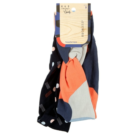 Goody Tru X Hola Lou Collab Ouchless?? Printed Twist Head Wraps Orange 2 Ct