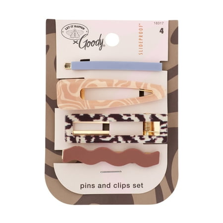 Goody Tru X Let It Happen Collab Slideproof™ Mixed hinge Clip & Bobby Slide Set, 4 CT