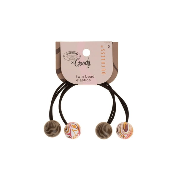 Goody Tru X Let It Happen Ouchless® Twin Bead Elastics Brown, 2 CT