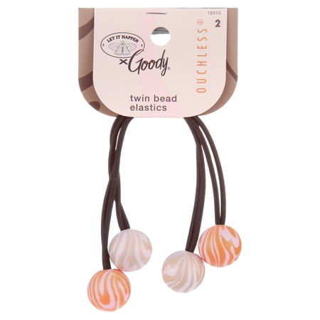 Goody Tru X Let It Happen Ouchless® Twin Bead Elastics Orange, 2 CT