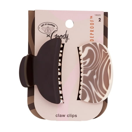 Goody Tru X Let It Happen Slideproof™ Medium Claw Clips Brown, 2 CT