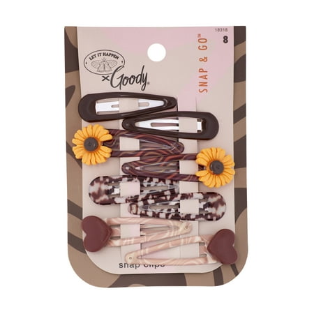 Goody Tru X Let It Happen Snap & Go™ Embellished Sunflower Snap Clips, 8 CT