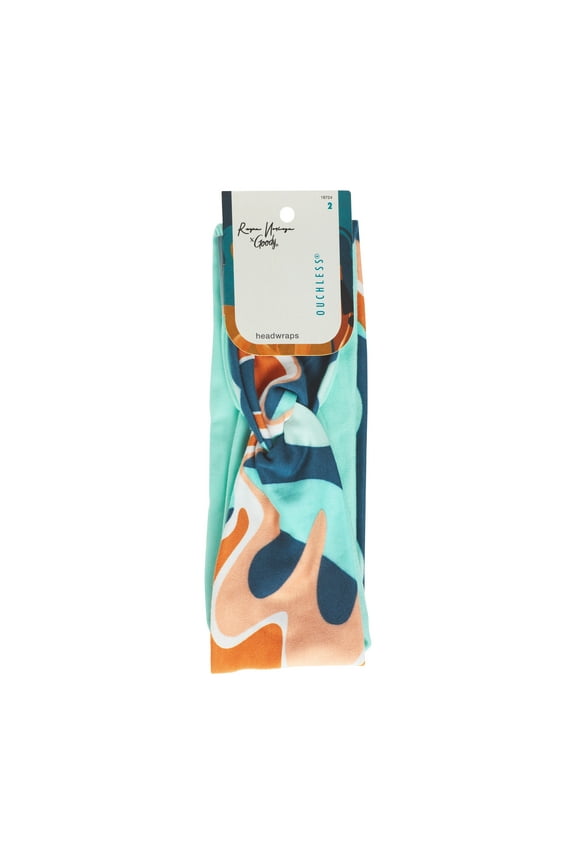 Tru X Reyna Noriega Collab Ouchless?? Printed Twist Head Wraps Orange 2 Ct