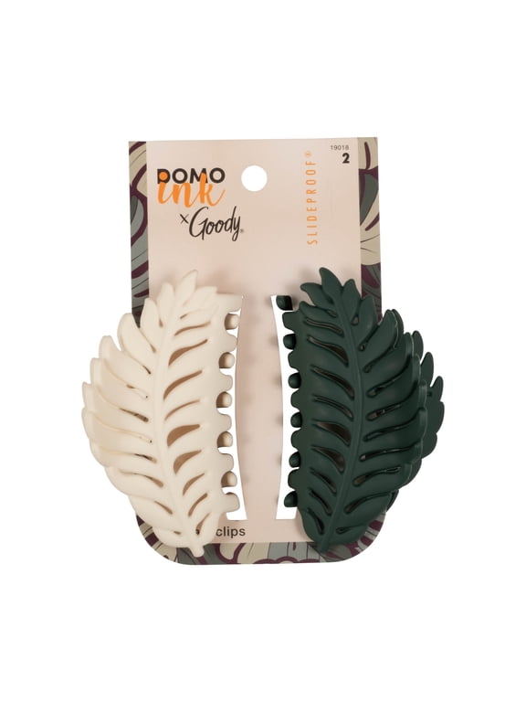 Tru x DomoINK Leaf Claw Clip, 2 Ct, Strong Grip, Trendy Hair Styling Accessories, 2 Ct