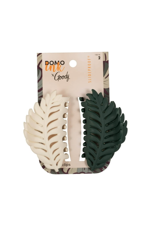 Tru x DomoINK Leaf Claw Clip, 2 Ct, Strong Grip, Trendy Hair Styling Accessories, 2 Ct