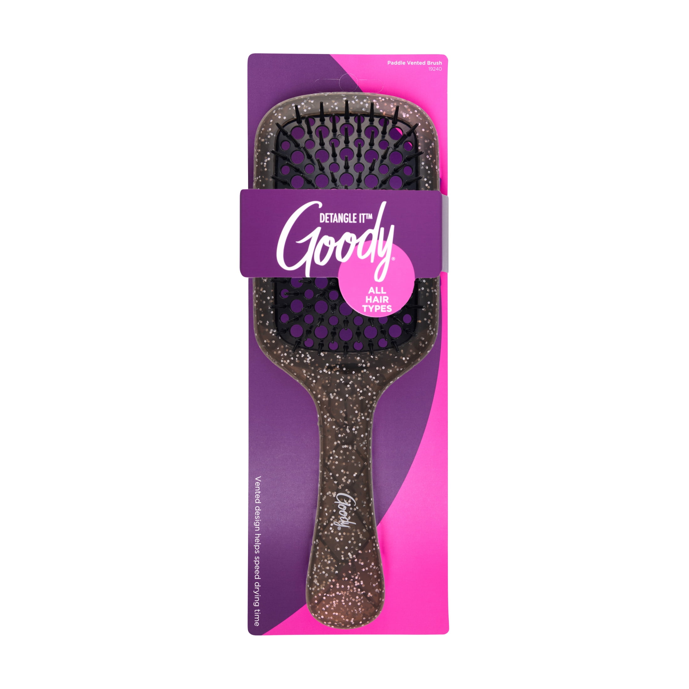 Goody Ouchless Vented Paddle Detangler Brush for All Hair Types, Black, 1 Count