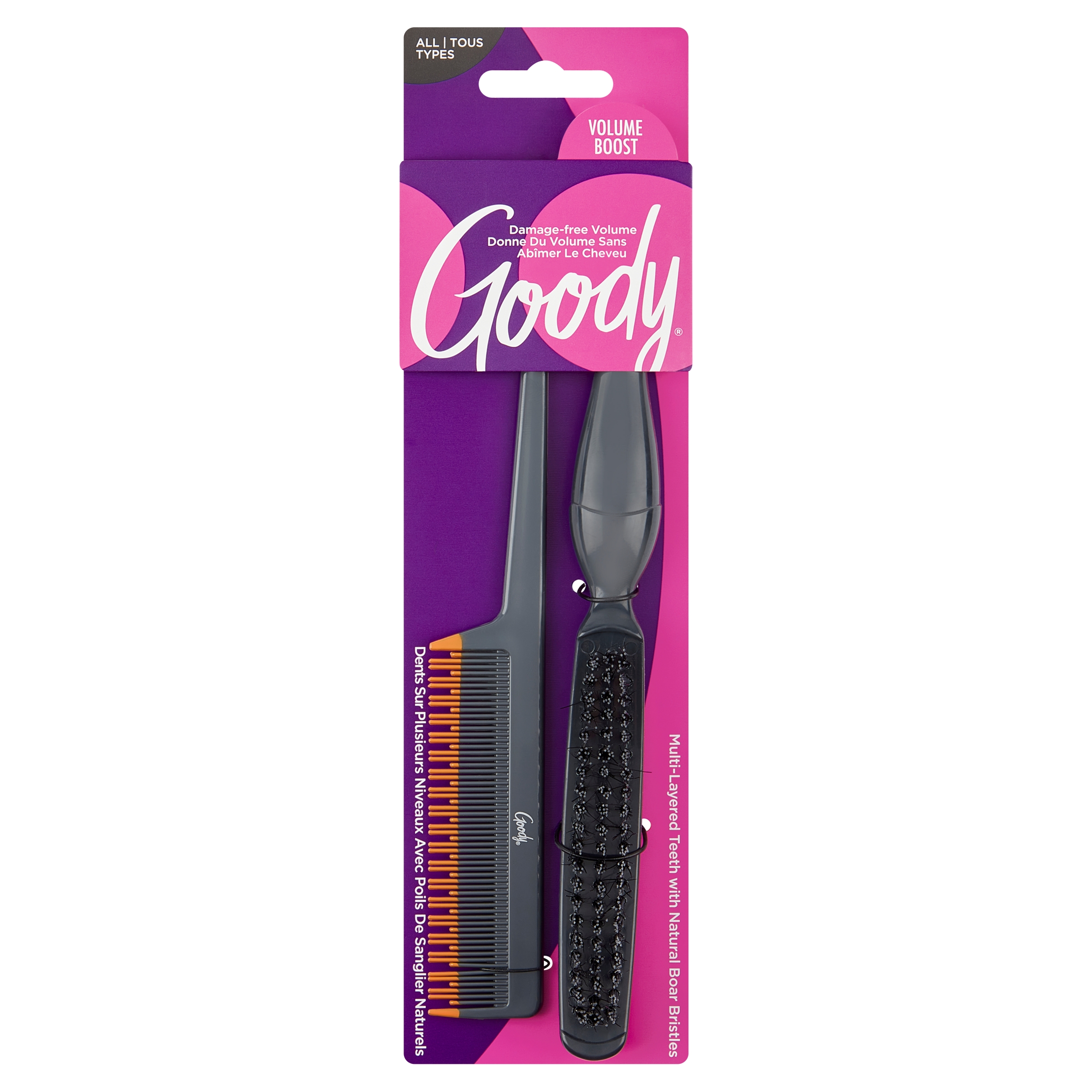 Goody® Volume Boost Teasing Comb and Boar Bristle Brush Kit, 2 CT - image 1 of 7