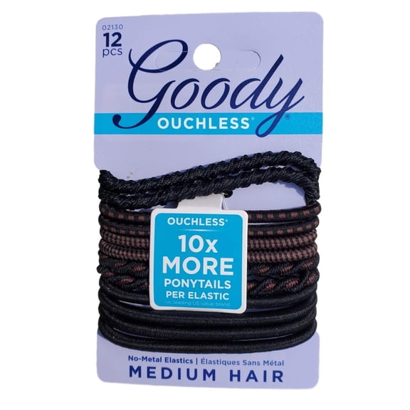Goody Women's Ouchless Mixed Weave 4 mm Braided Elastics, 12 Count