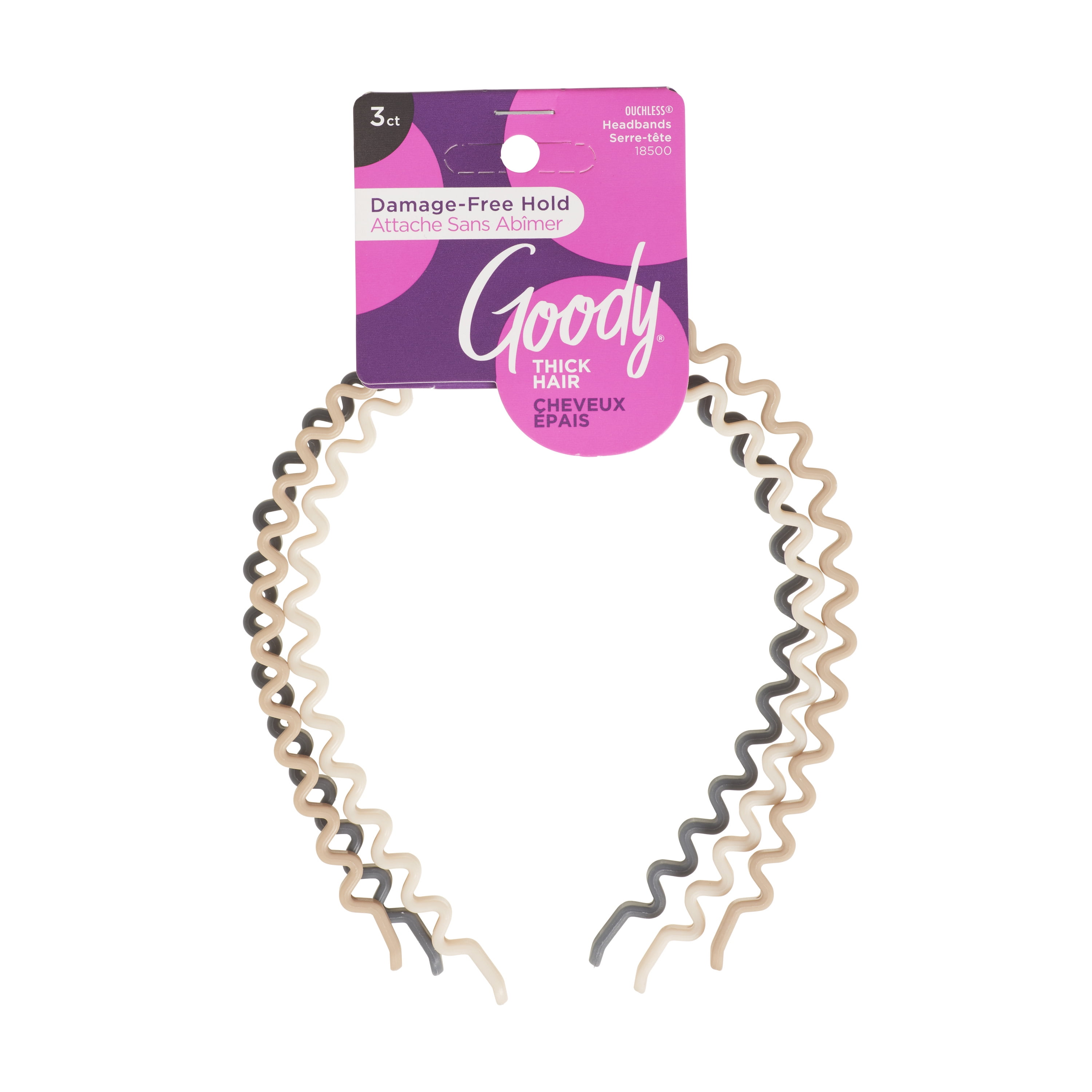 Goody Zigzag Headband, Made for Thick Hair, Warm Tone Assorted