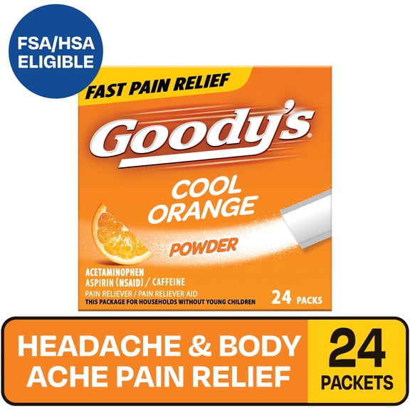 Goody's Extra Strength Headache Powder, Cool Orange Flavor, 24 Powder Sticks