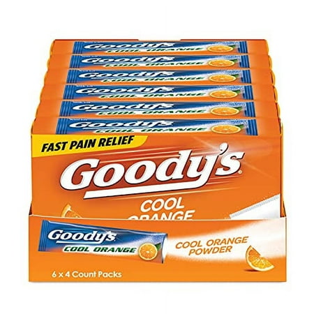 Goody's Extra Strength Headache Powder, Cool Orange Flavor Dissolve Packs, 4 Individual Packets, 6 Pack