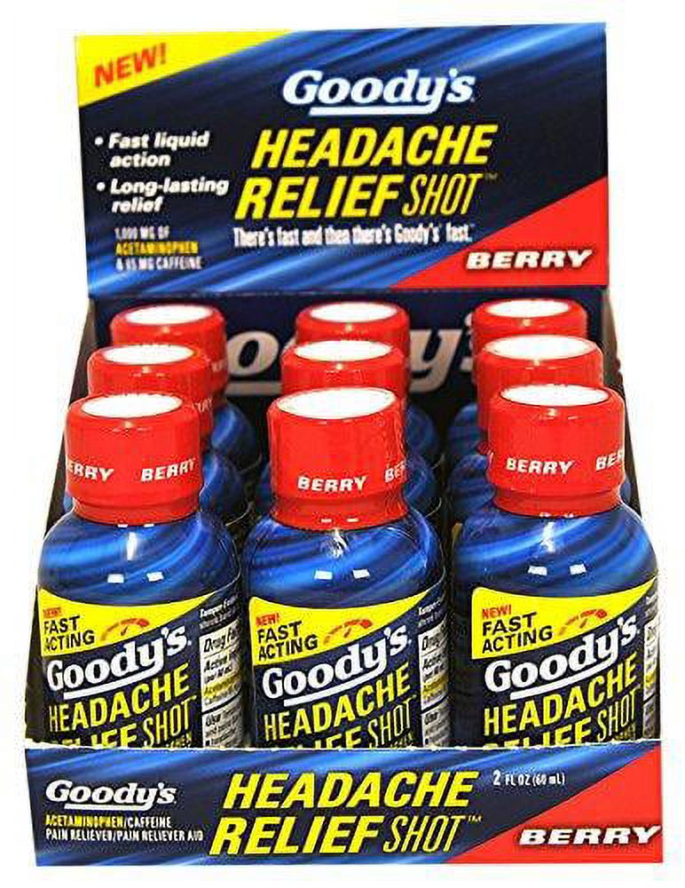 Goody's Headache Relief Shots Berry Flavor 9 Shots 2 oz per Shot Fast Liquid Action for