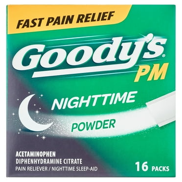 Goody's PM For Pain with Sleeplessness Nighttime Powder, Sleep Support, 16 Powder Sticks