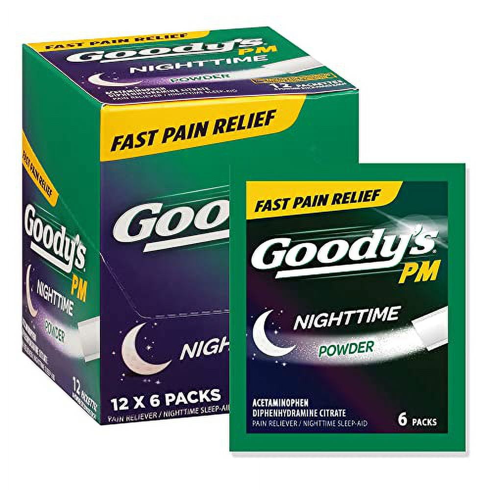 Goody's PM Nighttime Powder, Acetaminophen 500mg, Dissolve Packs for