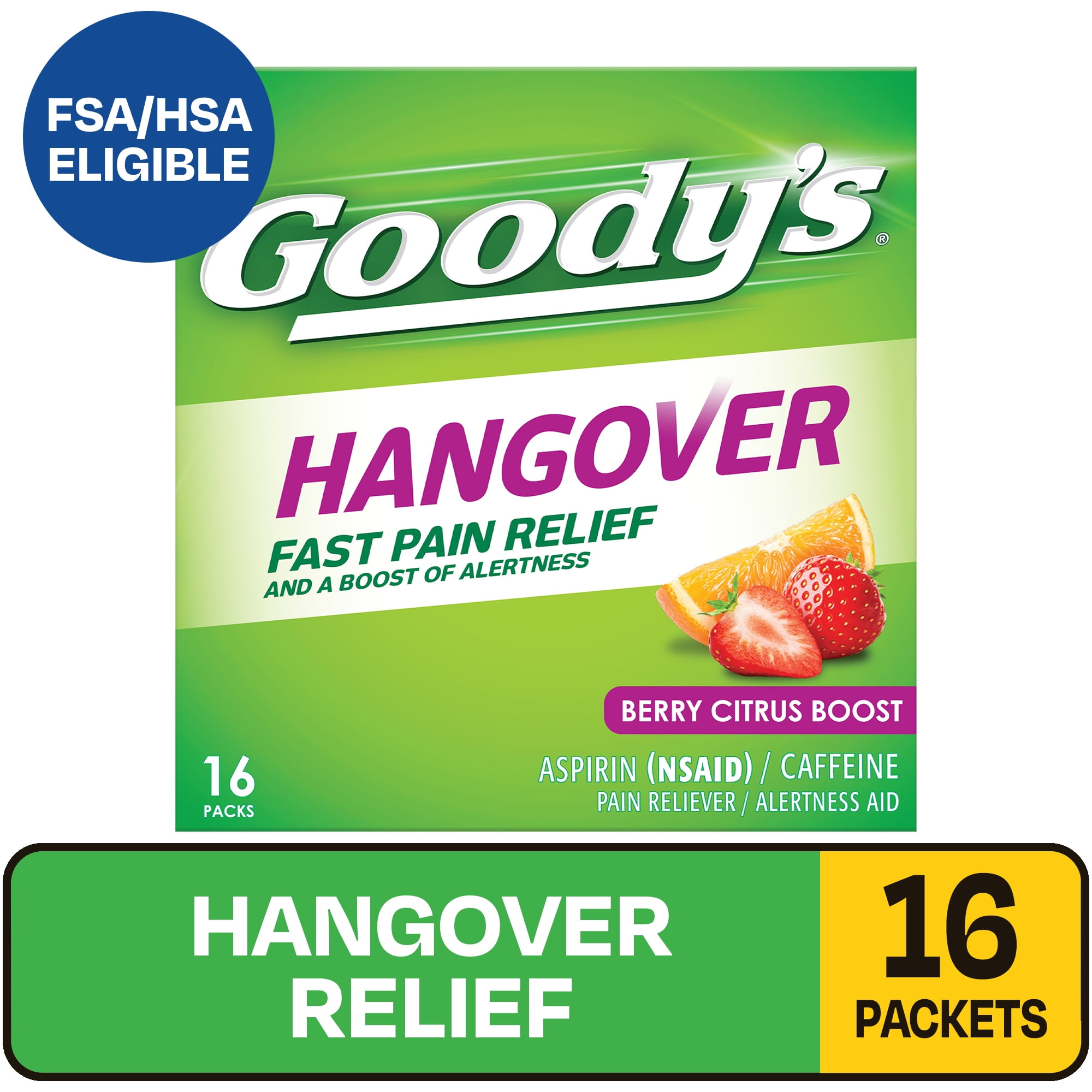 Goody's Powders, Fast Pain Relief & Alertness Boost, Berry Citrus Headache Relief, 16 Stick Powders