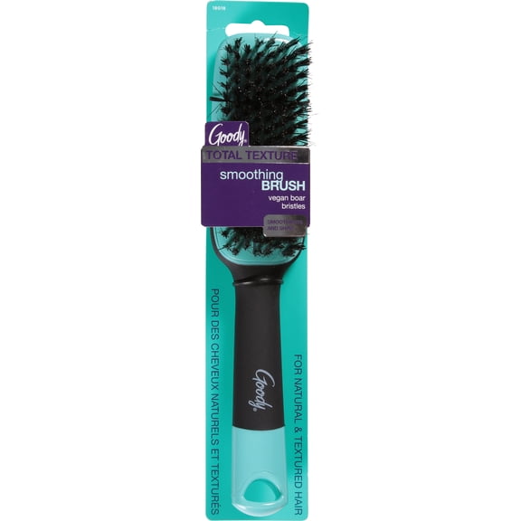Goody x Total Texture Smoothing Brush - Vegan Boar Bristles Help Condition and Smooths Hair Cuticles for Enhanced ShineShine- For Natural and Textured Hair - Non-Slip Grip