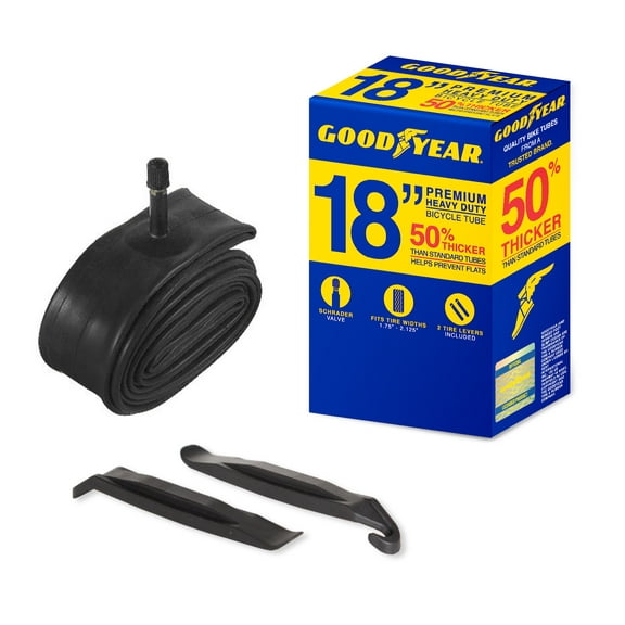 Goodyear 18" x 1.75"-2.125" Heavy Duty Bike Tube, Black, Shrader Valve