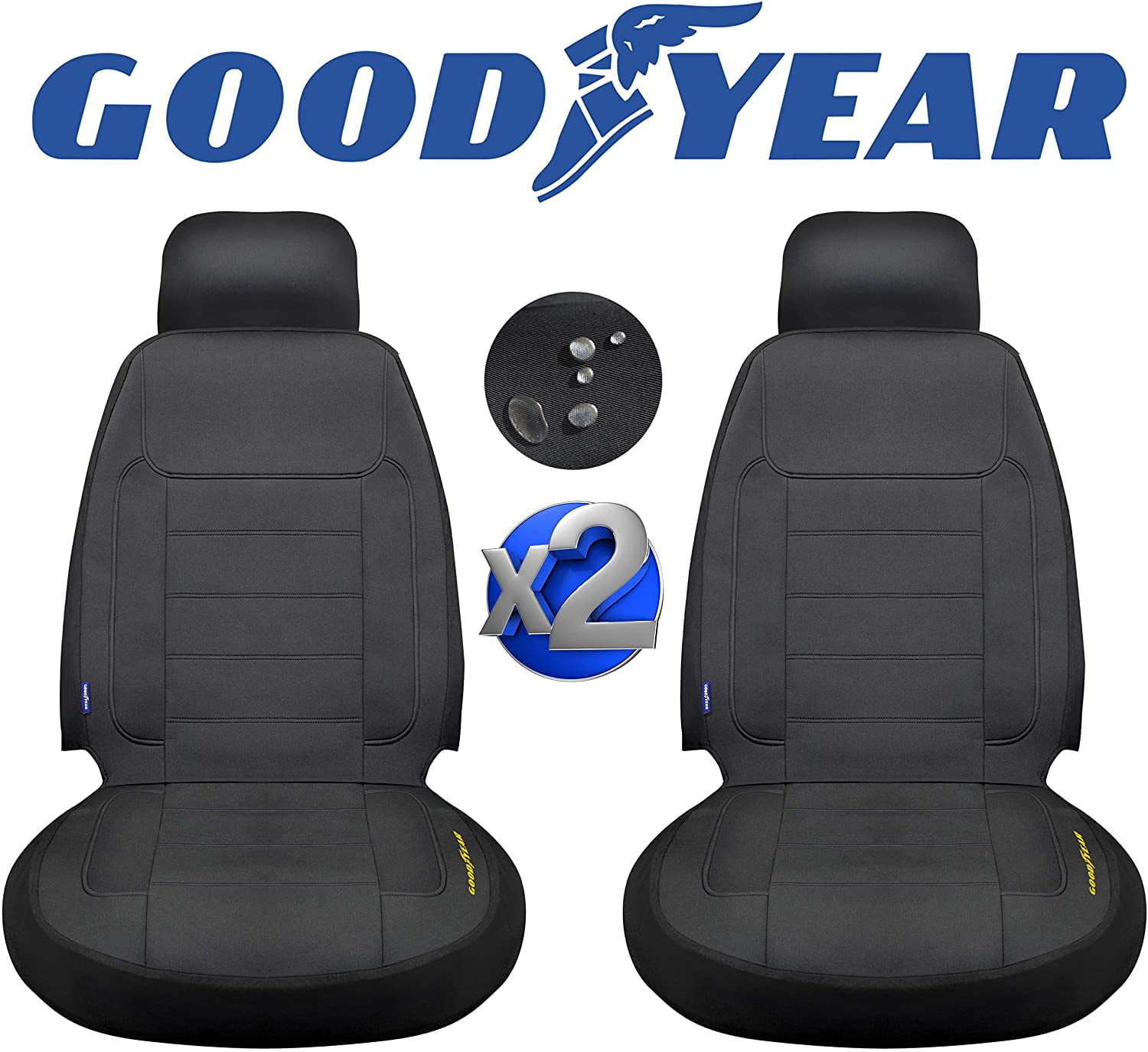 Goodyear 2-Pack Waterproof Car Seat Covers for Front Seats, Liquid and  Stain Repellent Neoprene, Machine Washable, For Sedans, SUVs and Trucks,  Black