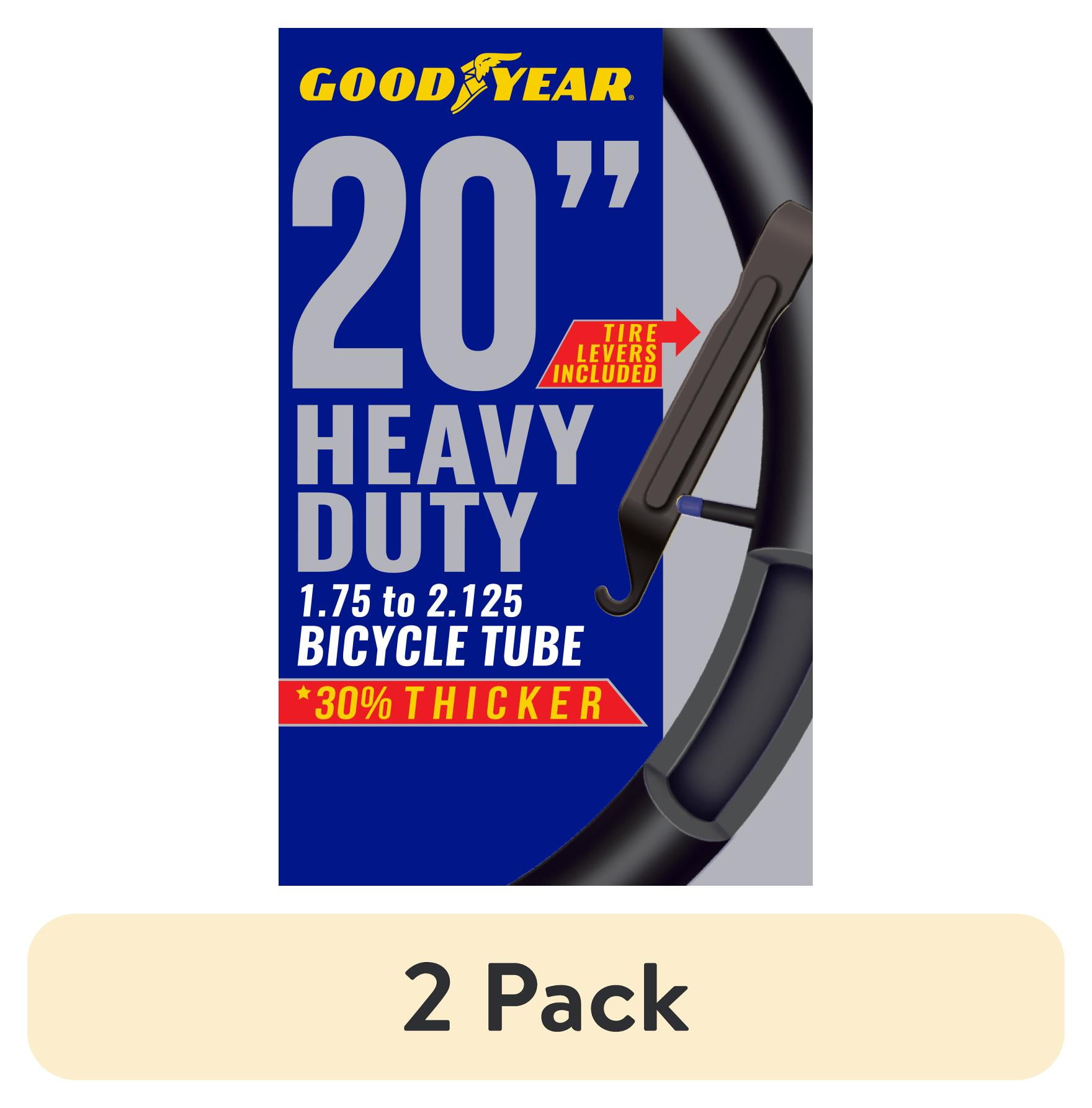 (2 pack) Goodyear 20" x 1.752.125" Heavy Duty Bike Tube, Tire Levers