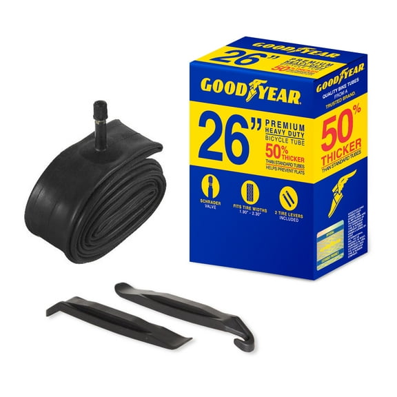 Goodyear 26" x 1.9"-2.3" Heavy Duty Bike Tube, Schrader Valve